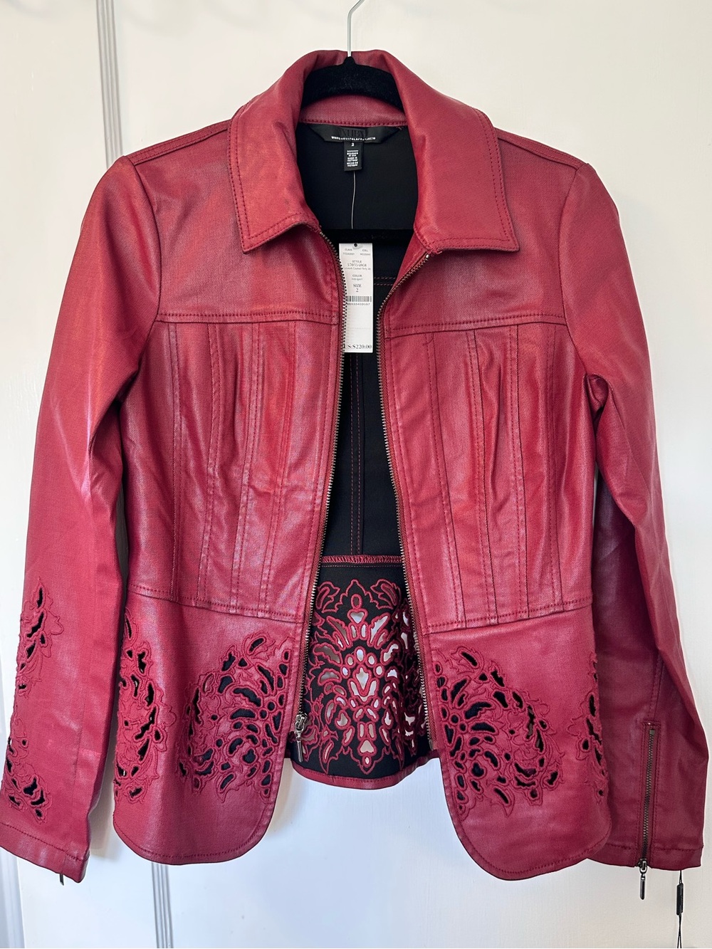 White House Black Market Red Leather Jacket